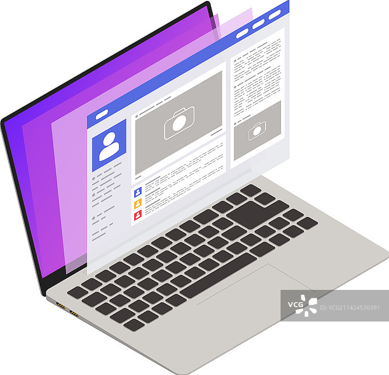 社交媒体2.5D图标图片素材