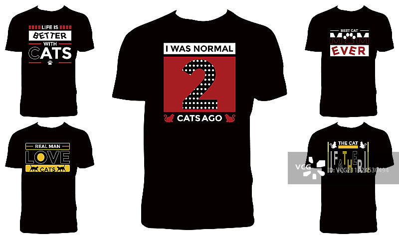 猫咪排版书法T恤设计图片素材