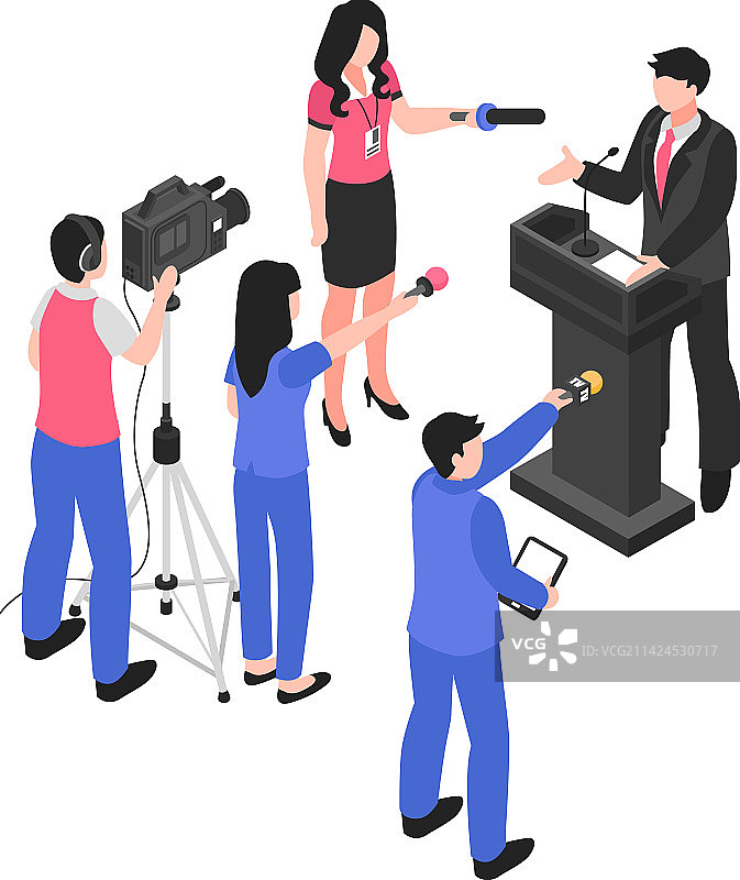 2.5D等距新闻发布会图片素材