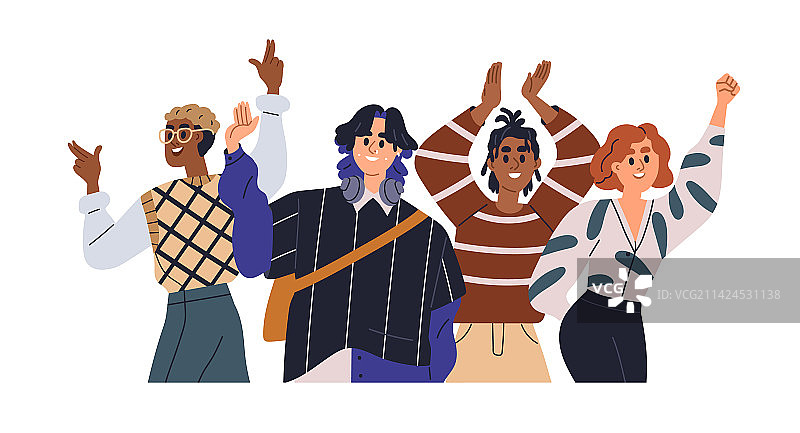 快乐的年轻人合影图片素材