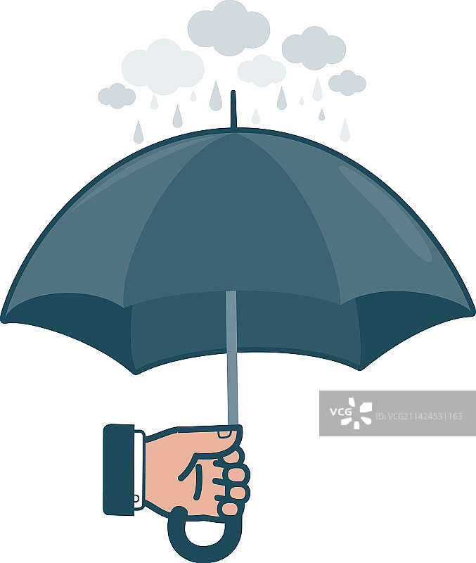 商人在雨中撑伞图片素材