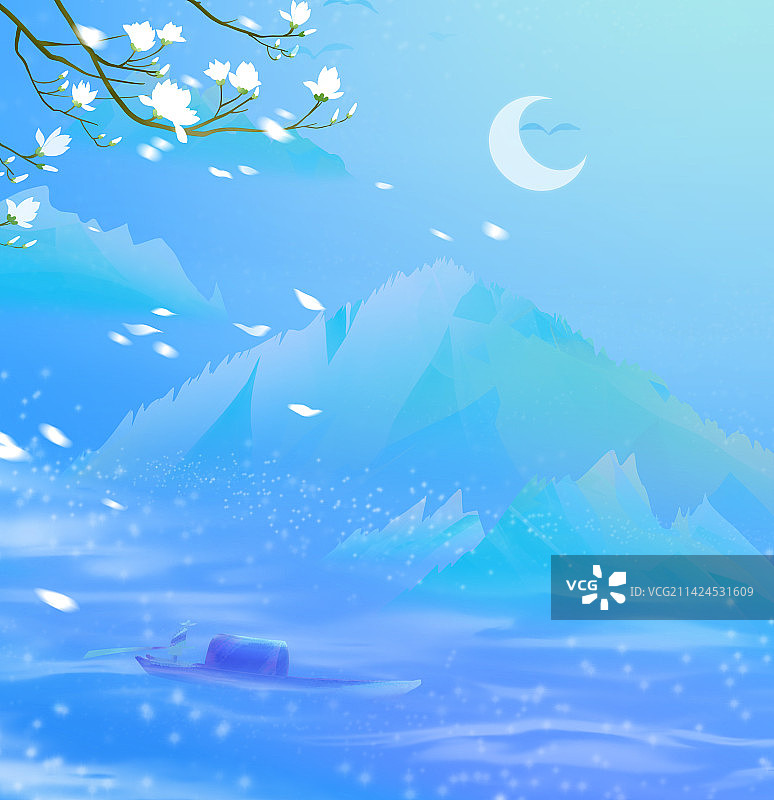 中国风著名诗人文学插画图片素材