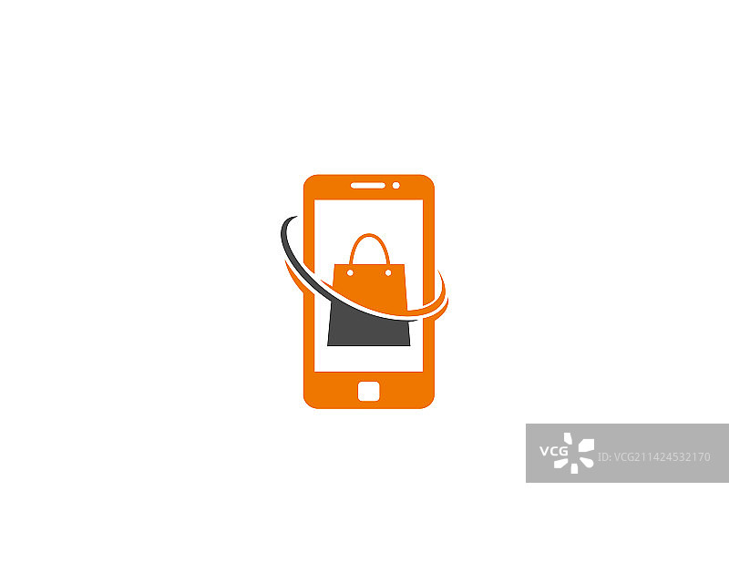 购物袋和智能手机在线商店LOGO图片素材