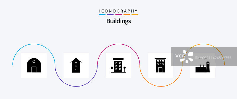 建筑物字形5图标包，包括冷却图片素材
