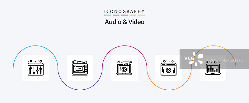 音视频线性声音图标5个图片素材