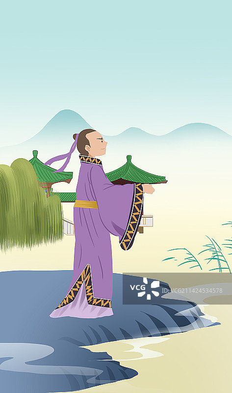 唐朝唐代古典古代古时候古人文化传统诗人白居易国学经典人物风景插画图片素材