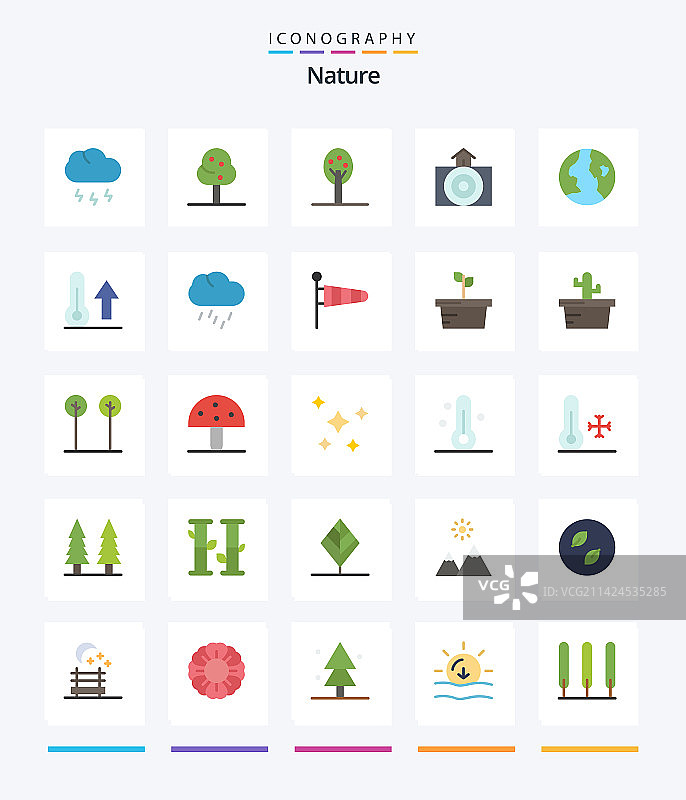 创意自然25个扁平图标包图片素材