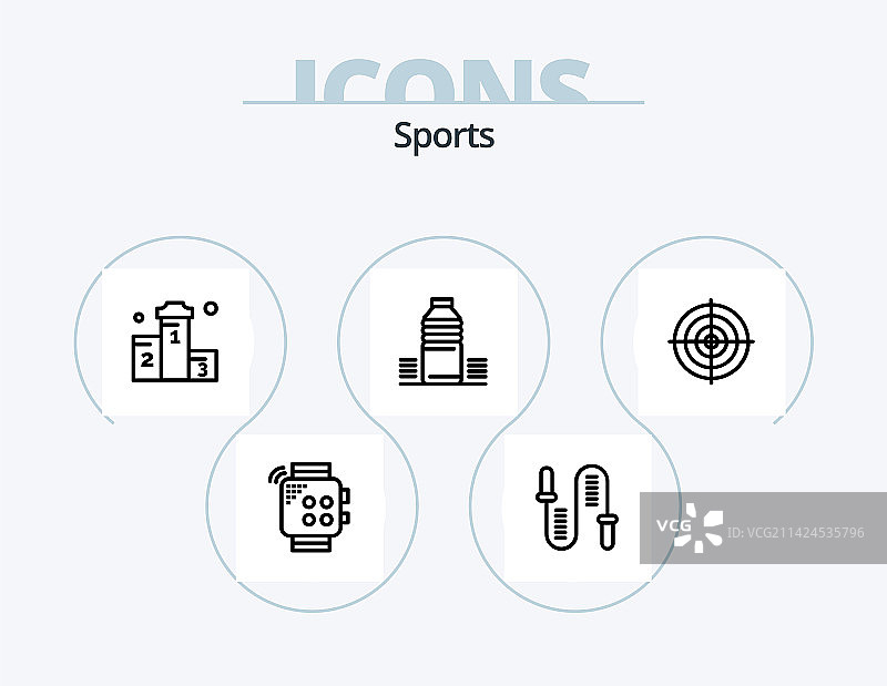 运动线条图标包5个健身图标设计图片素材