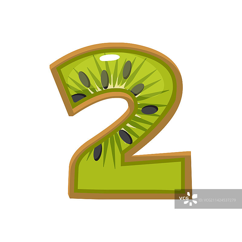 可爱水果猕猴桃数字2图片素材