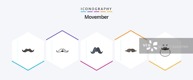 包括圣诞老人在内的胡须月25日填充线条图标包图片素材