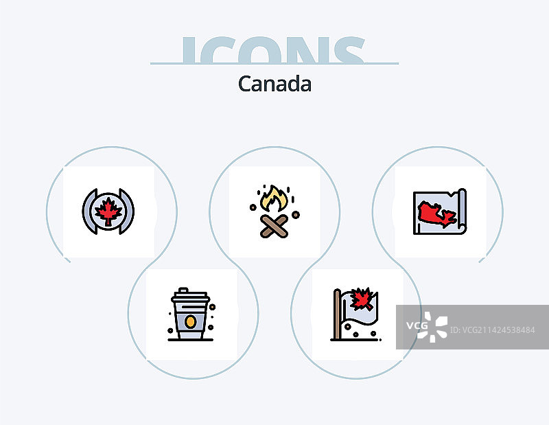 加拿大线性填充图标包5个图标设计图片素材