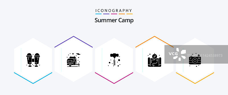 夏令营蓝色图标包（含电源等元素）图片素材
