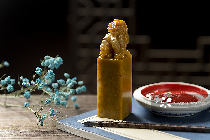 一方貔貅钮印章篆刻石料章料特写图片素材