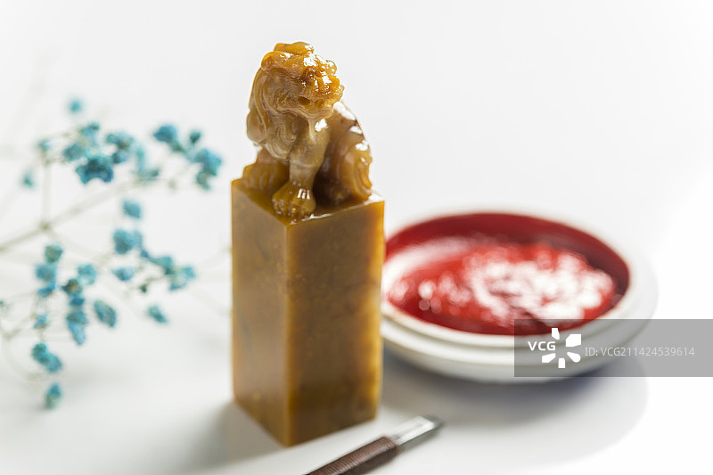 一方貔貅钮印章篆刻石料章料特写图片素材