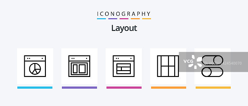 包含倾斜箭头的5个线性图标布局图片素材