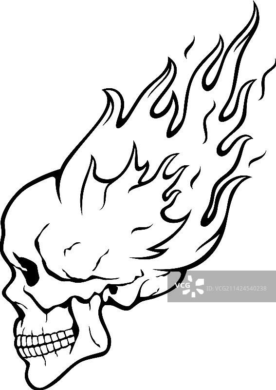 燃烧的人类头骨图片素材