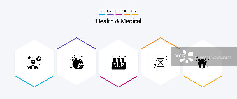 健康和医疗25个字形图标包图片素材