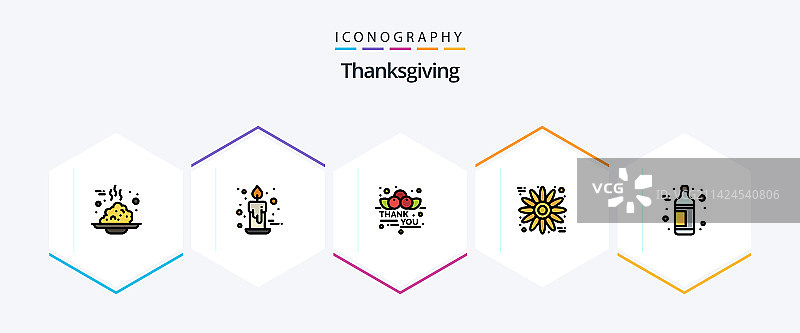 感恩节25填充线性图标包图片素材