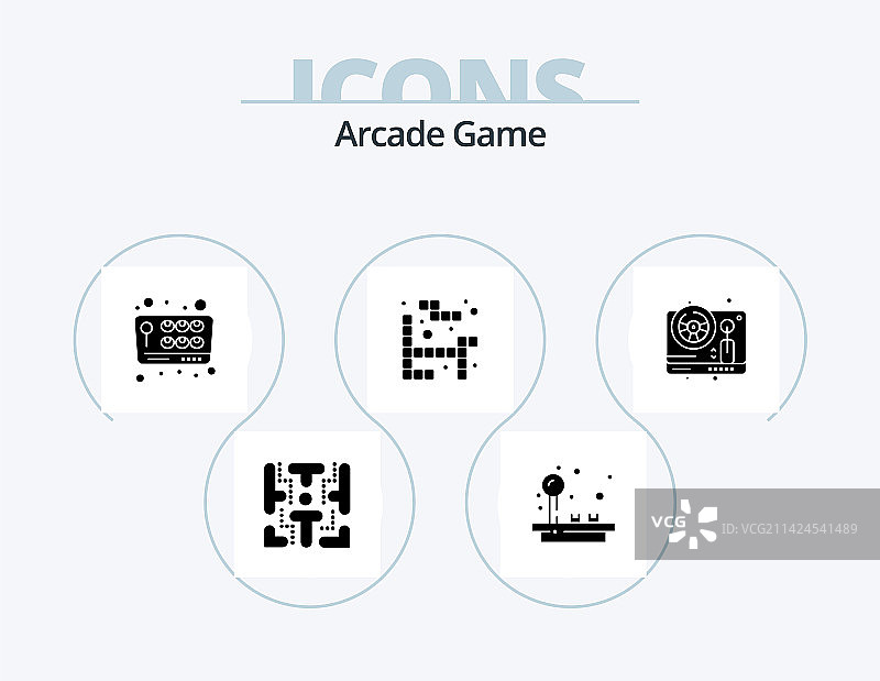 5个游戏相关的街机字形图标设计图片素材