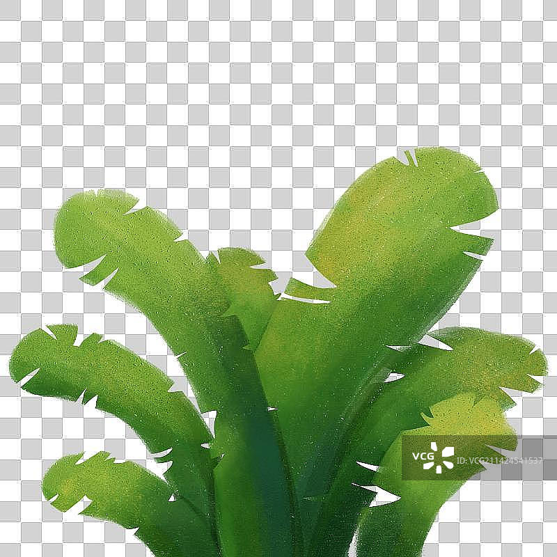 卡通手绘绿叶植物水彩肌理免扣元素图片素材