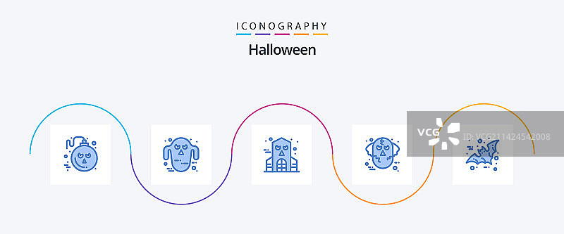 万圣节蓝色鸟狼图标包图片素材