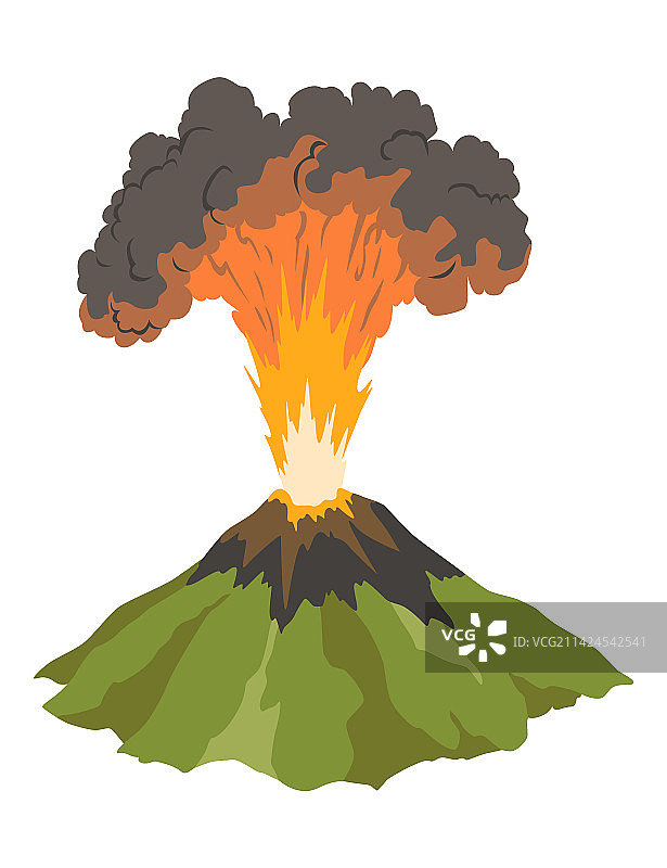 火山图标：岩浆和烟雾图片素材