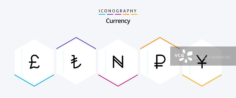 包含货币硬币的25个线性图标图片素材