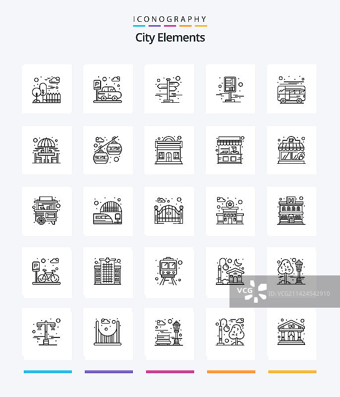创意城市元素25轮廓图标包图片素材
