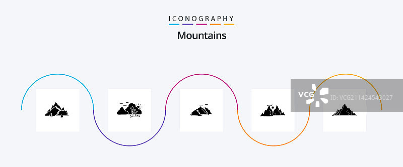 包括自然山丘的山脉轮廓字形图标图片素材