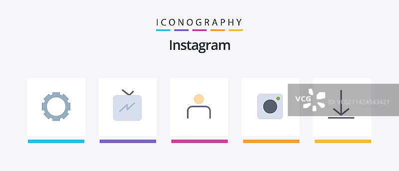 Instagram扁平风格图标包，含Twitter图片素材