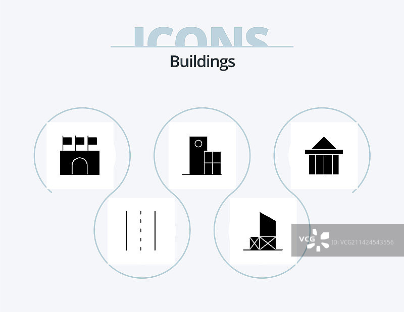 包含时钟的5个建筑标志图标设计包图片素材