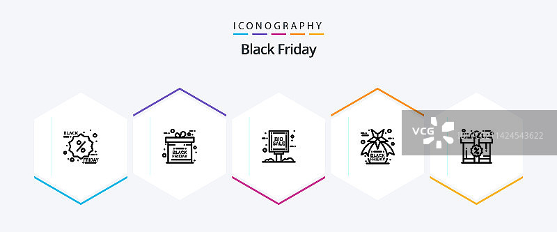 黑色星期五25线条图标包，包含礼品图片素材