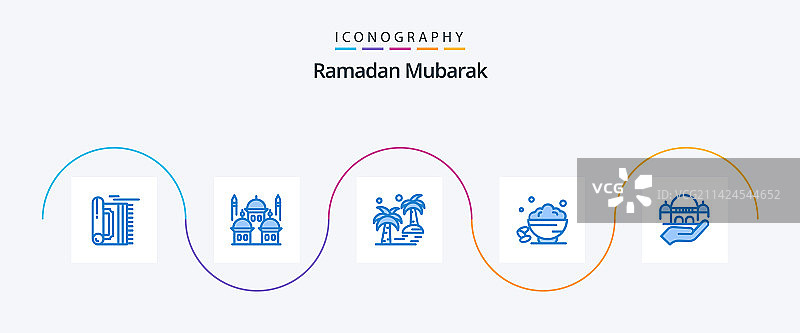 斋月蓝色5图标包（含甜点）图片素材