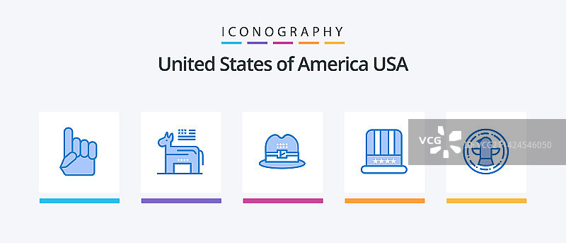 美国蓝色5图标包，包括庆祝图片素材
