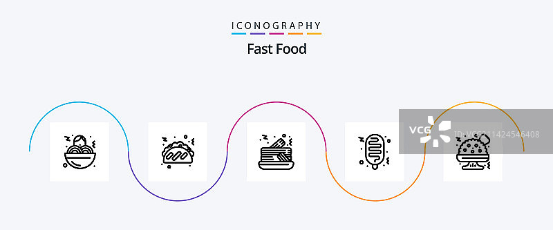 包含食品的快餐线性图标包图片素材