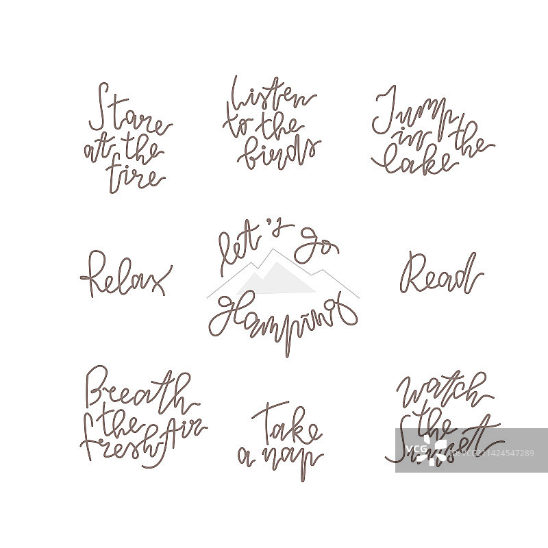 户外旅行引言短语套装图片素材