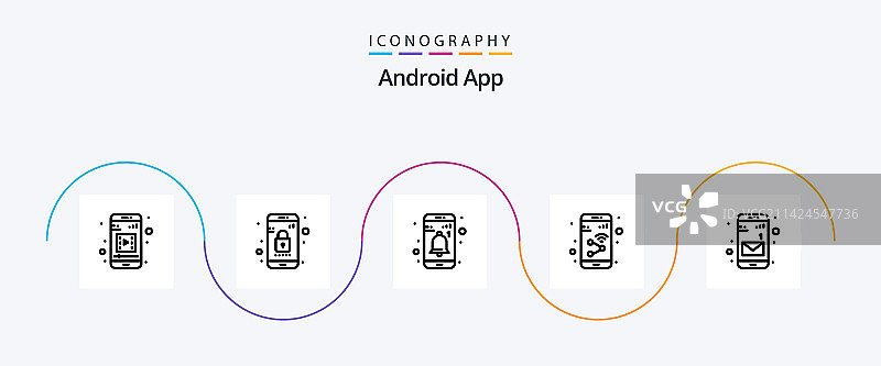 安卓应用线条5图标包，包括消息图片素材