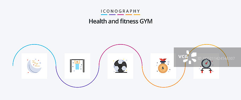 健身图标（扁平风格，5个一组，包含健身元素）图片素材