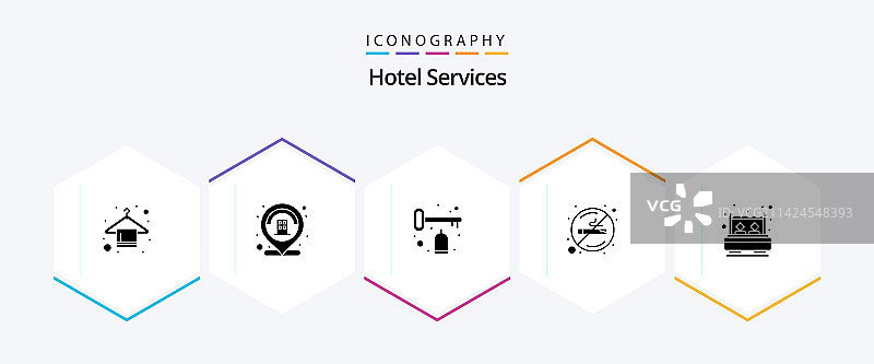 酒店服务：25个图标集，包含房间服务图片素材