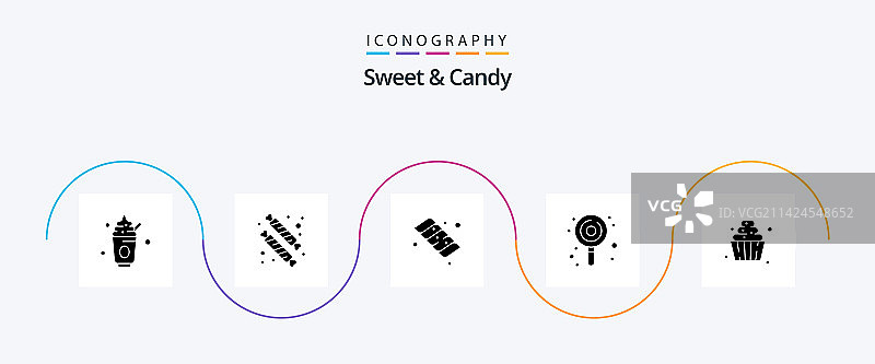 包含软糖的糖果字形图标包图片素材