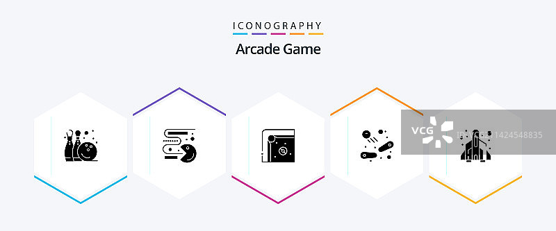 街机游戏25个字形图标包，包含乐趣游戏等图片素材