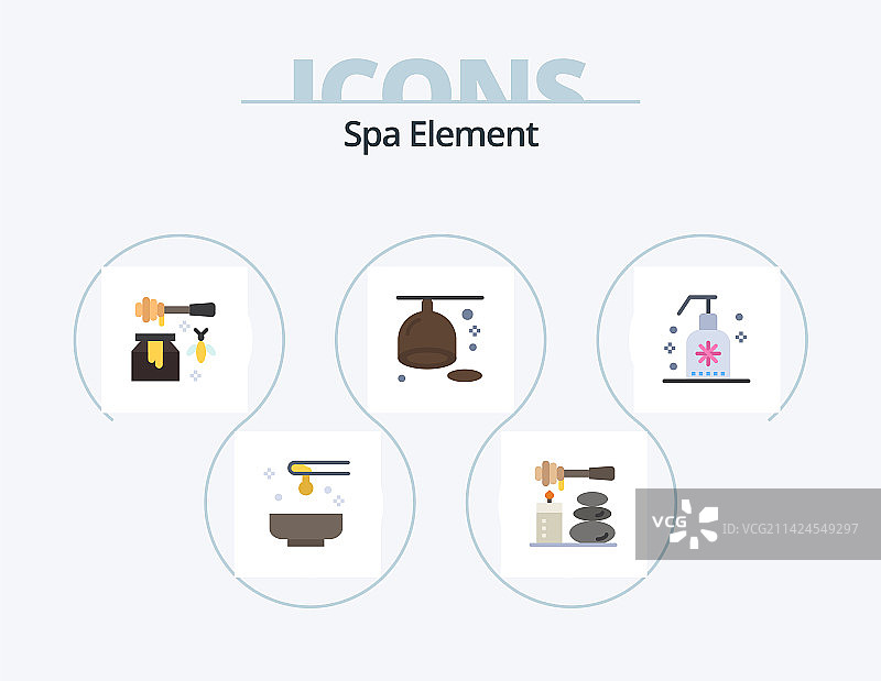 清洁类扁平图标元素套装（5个）图片素材