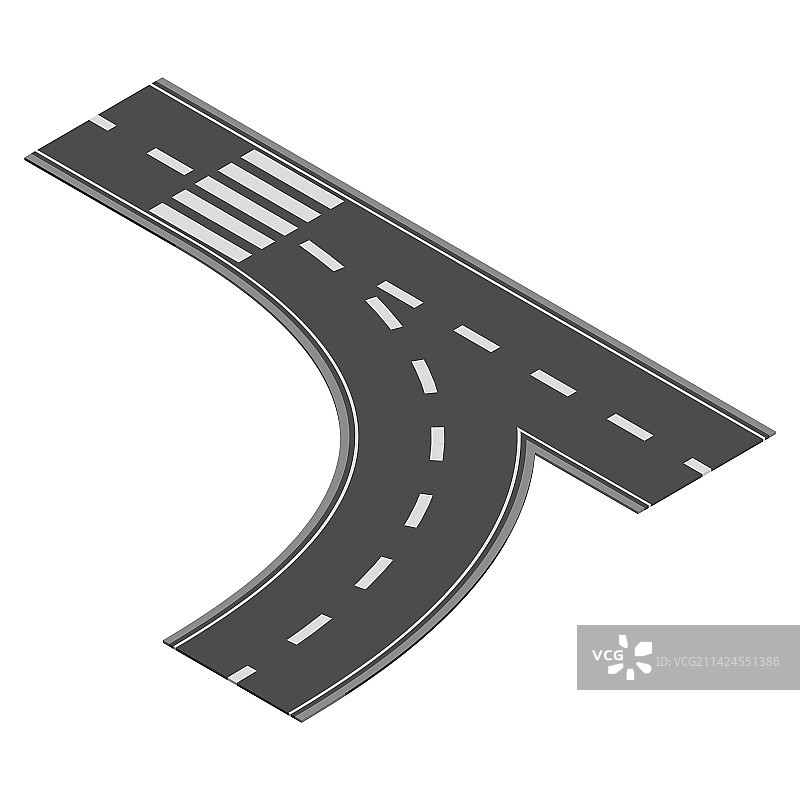 用于高速公路城市街道地图的2.5D道路元素图片素材