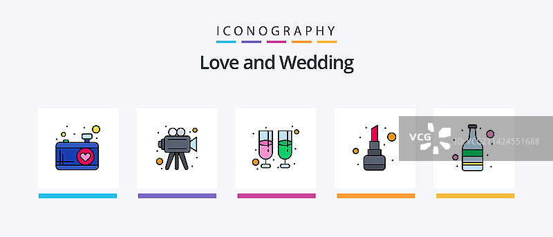 婚礼线性填充图标包（含性别图标）图片素材