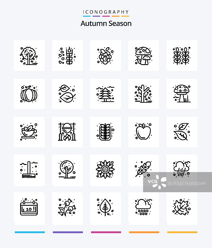 创意秋季轮廓图标包，共25个图片素材