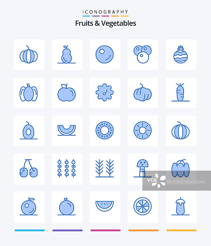 创意果蔬蓝色图标包25个图片素材