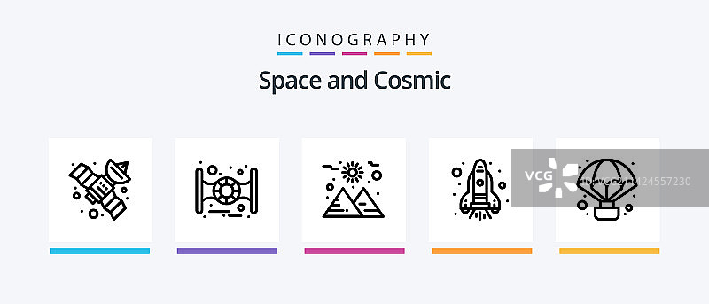 包含小行星数据的太空线性5图标包图片素材