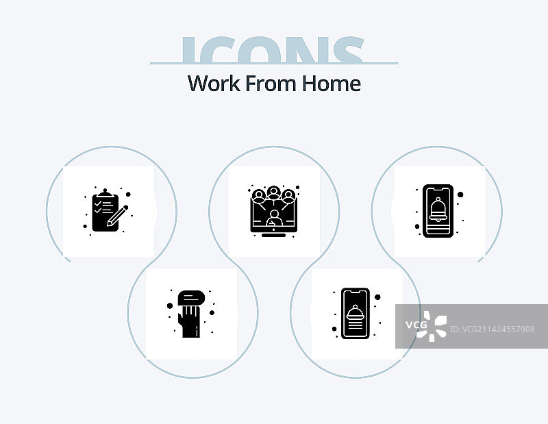 5个居家办公图标设计图片素材