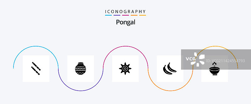 水果香蕉Pongal字形图标包图片素材