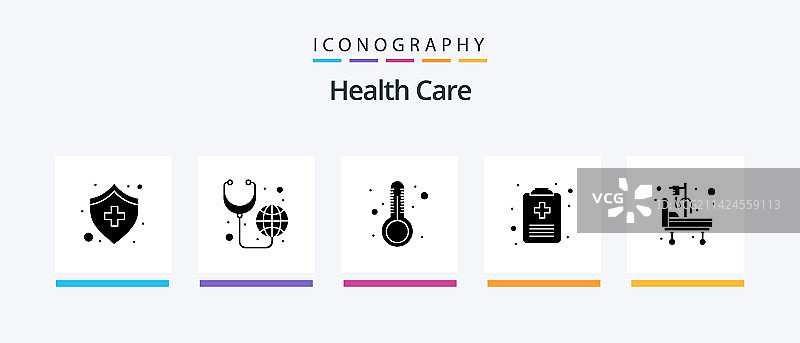 包含医院的健康护理Glyph 5图标包图片素材
